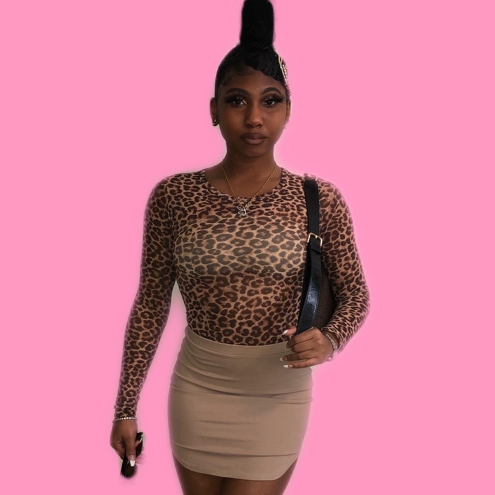 Sheer leopard print body suit